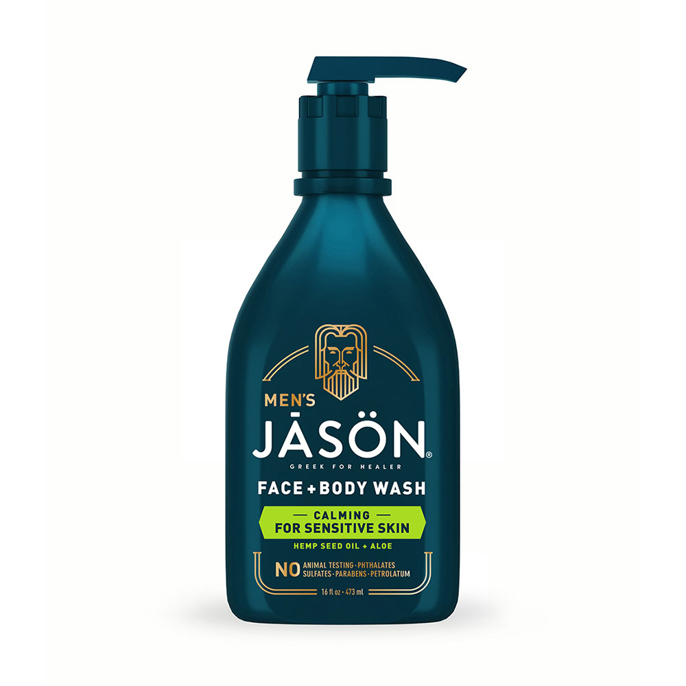 Sữa tắm và rửa mặt JASON MEN'S FACE + BODY WASH CALMING FOR SENSITIVE SKIN HEMP SEED OIL + ALOE