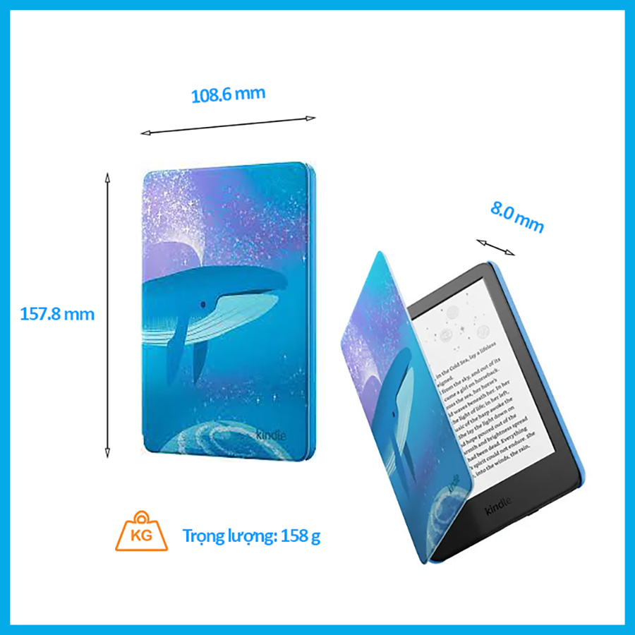 Máy đọc sách New Kindle 11th 2022 (Kids) kèm bao da - Hàng Chính Hãng