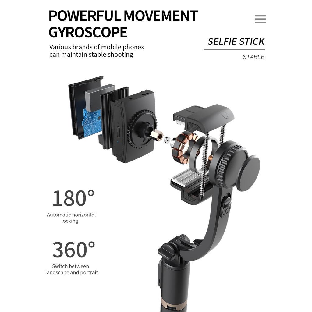 Tay cầm chống rung điện tử Gimbal Q08 có điều khiển bluetooth - Có chân đỡ tự đứng - Tripod chắc chắn gọn nhẹ