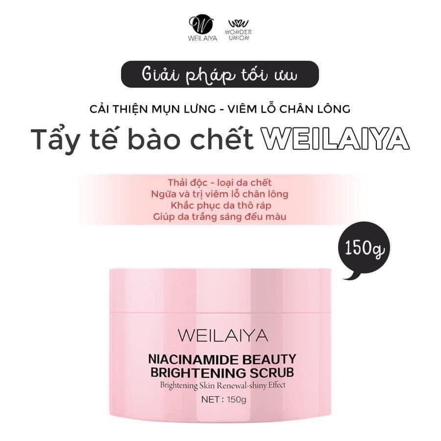 Tẩy da chết toàn thân Weilaiya Niacinamide  giúp làm sạch lỗ chân lông, mịn màng 150gr