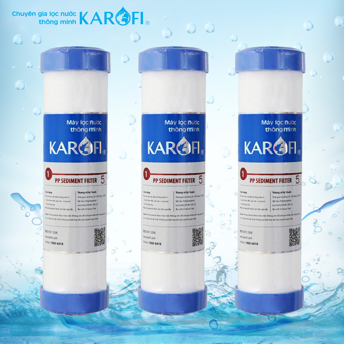 Bộ 3 Lõi Lọc Số 1 RO KAROFI KRF-L1 - Hàng Chính Hãng