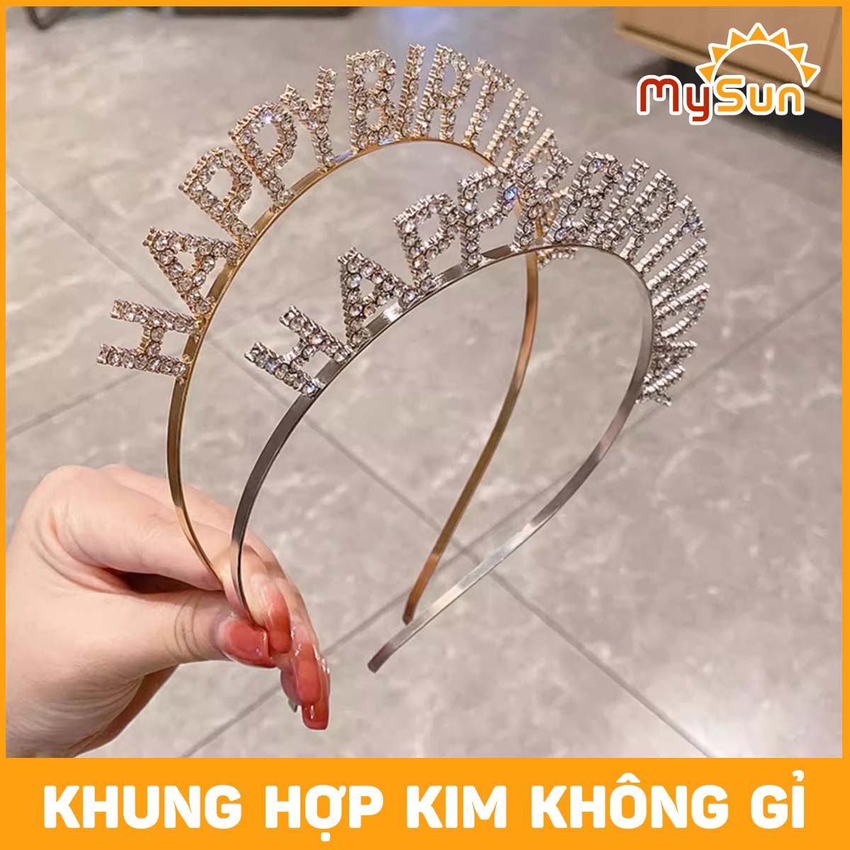 Băng đô bờm sinh nhật Happy BirthDay cho bé gái - trai, ba mẹ cài tóc đẹp giá rẻ MySun