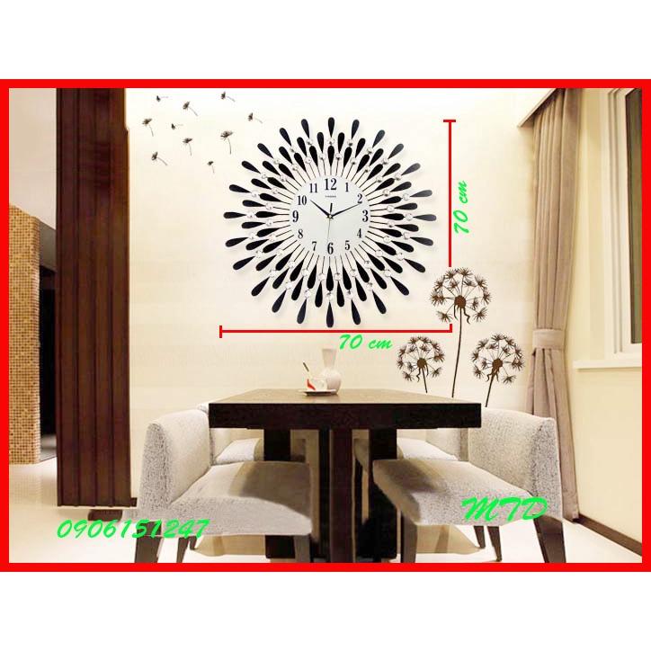Đồng hồ treo tường trang trí decor MTD giọt nước Mặt Trời Đen kích thước 70 x 70 cm