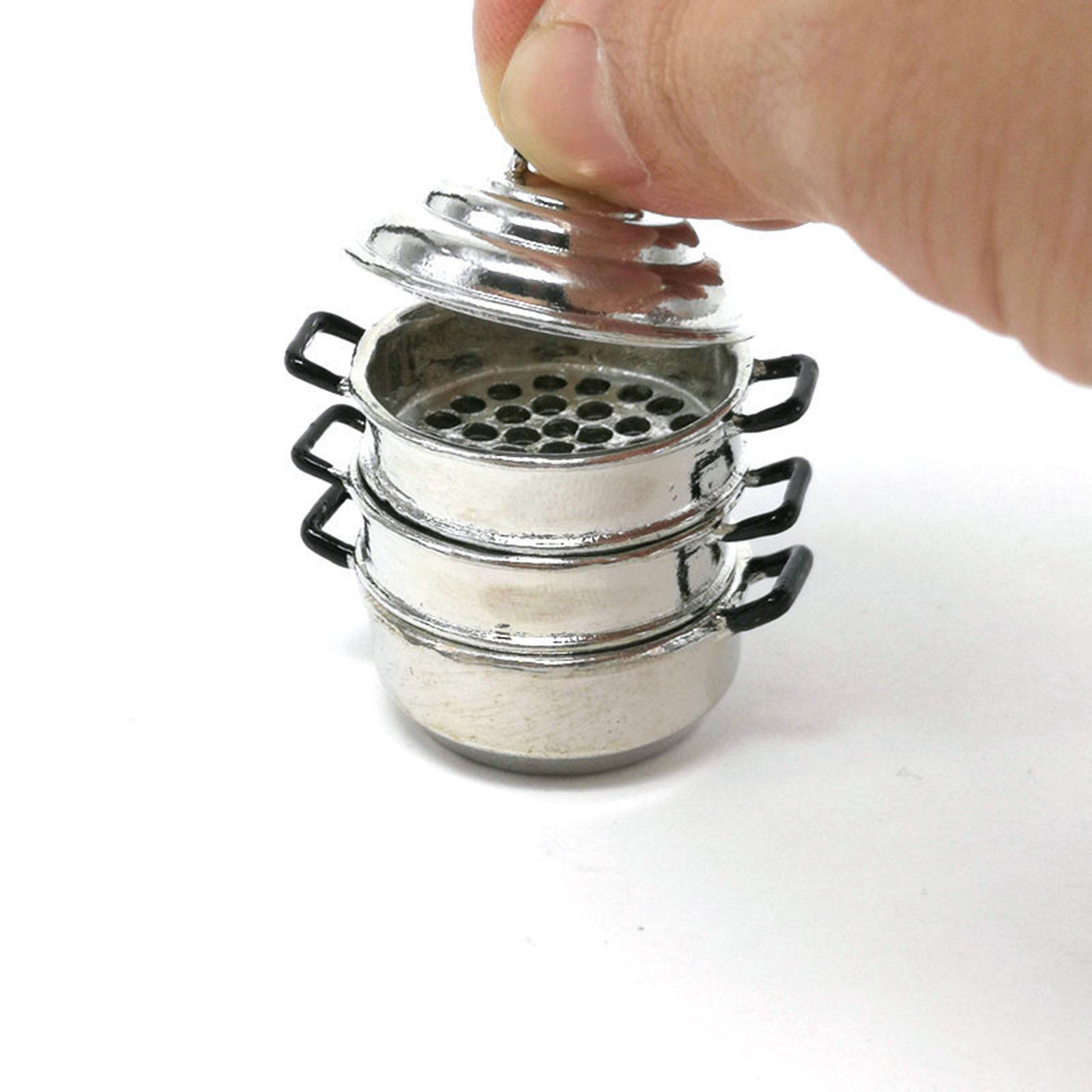 1/12 1/6 Dollhouse Accessories 3 Floors Party Supplies Dollhouse Miniature Accessories Kitchen Utensils Pot for Mini House Dollhouse Decor