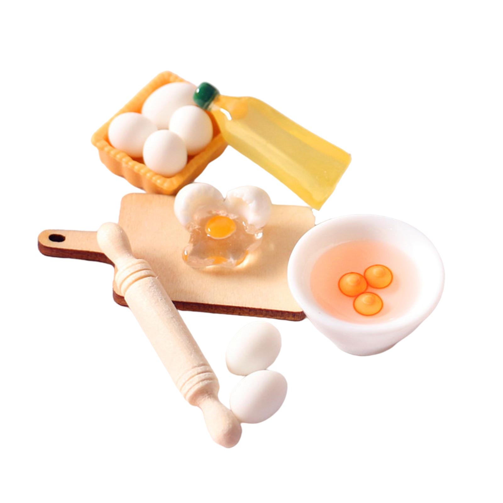 5Pcs/Set 1/12 Girl Rolling Pin Egg Bowl Set Doll House Kitchen Furniture