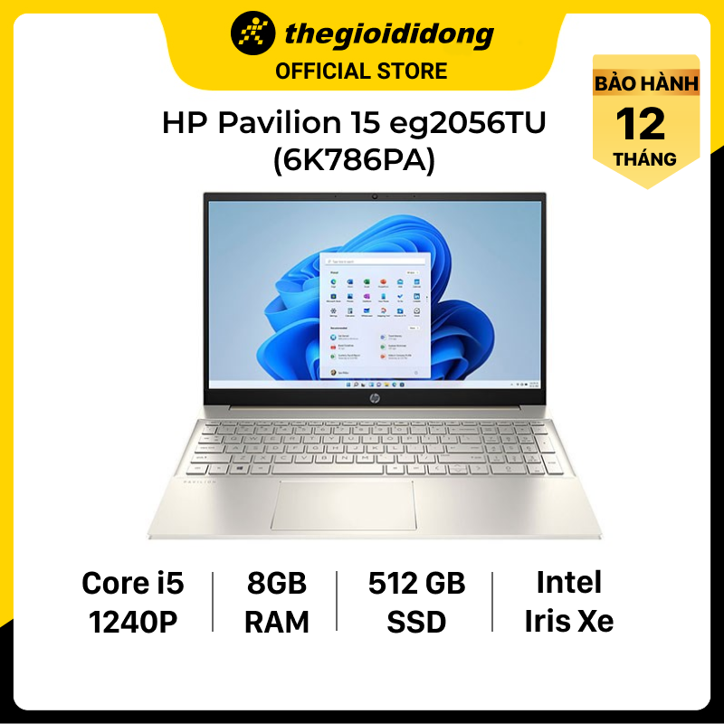 Laptop HP Pavilion 15 eg2056TU i5 1240P/8GB/512GB/15.6&quot;F/Win11/(6K786PA)/Vàng - Hàng chính hãng