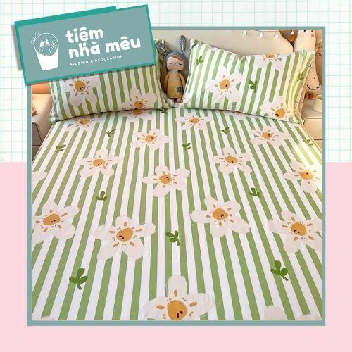 Bộ Ga Gối Cotton Hàn m6/m8/2m - Tiệm Nhà MêuSet 3 Món Ga + 2 Vỏ Gối Cotton 100% Nhiều Mẫu Dễ Thương
