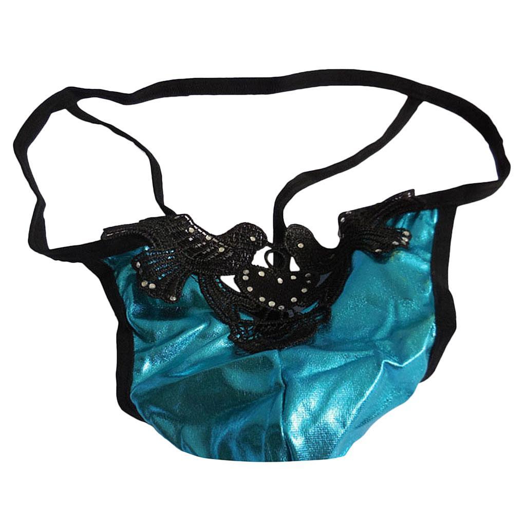 3-4pack Men's Sexy G-string T-back Briefs Underwear Birds Embroidered Thong Blue
