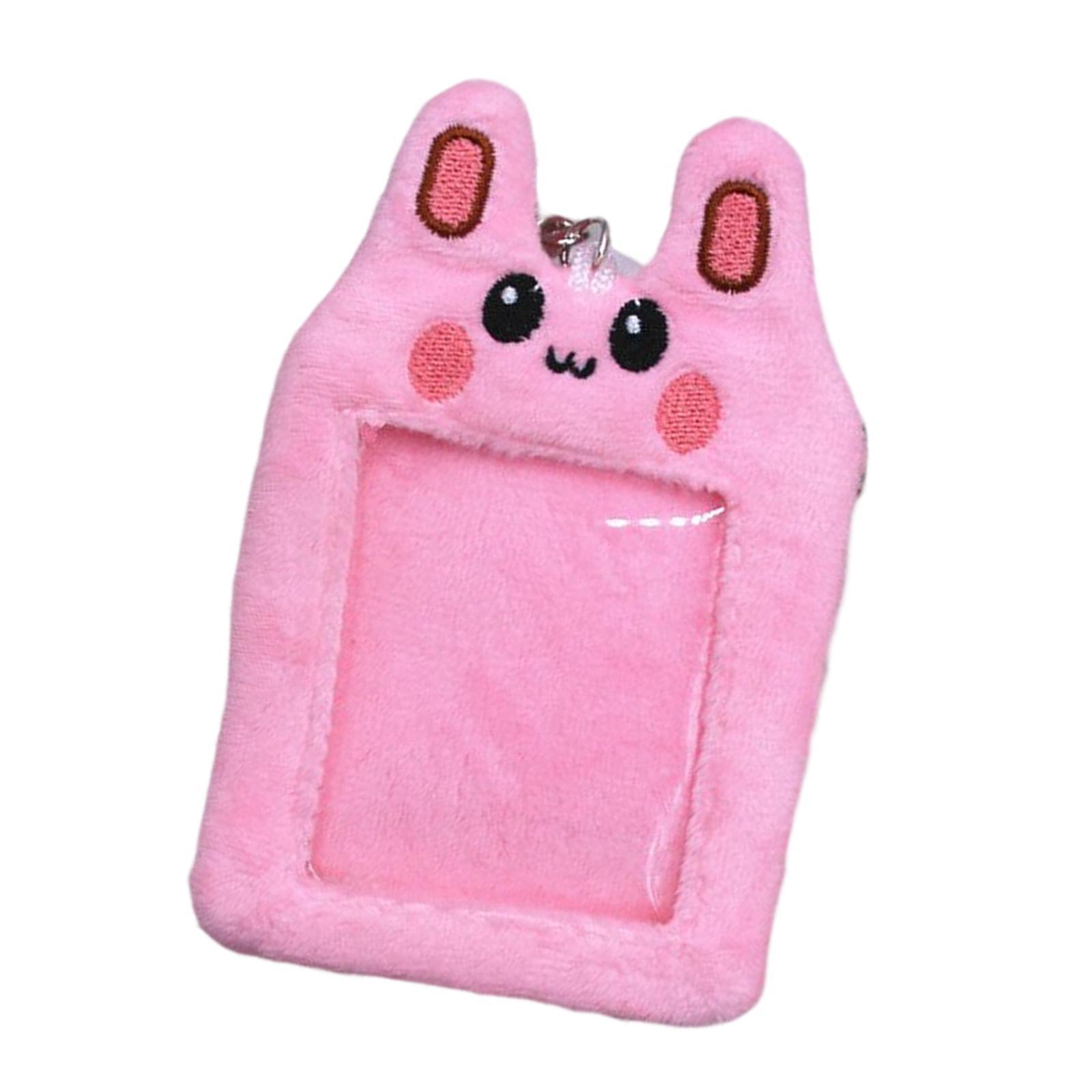 Plush Photocard Holder Cute ID Card Holder Pendant Keychain Photo Sleeves Protector for Household, Wedding, Driver Licenses, Bus Card