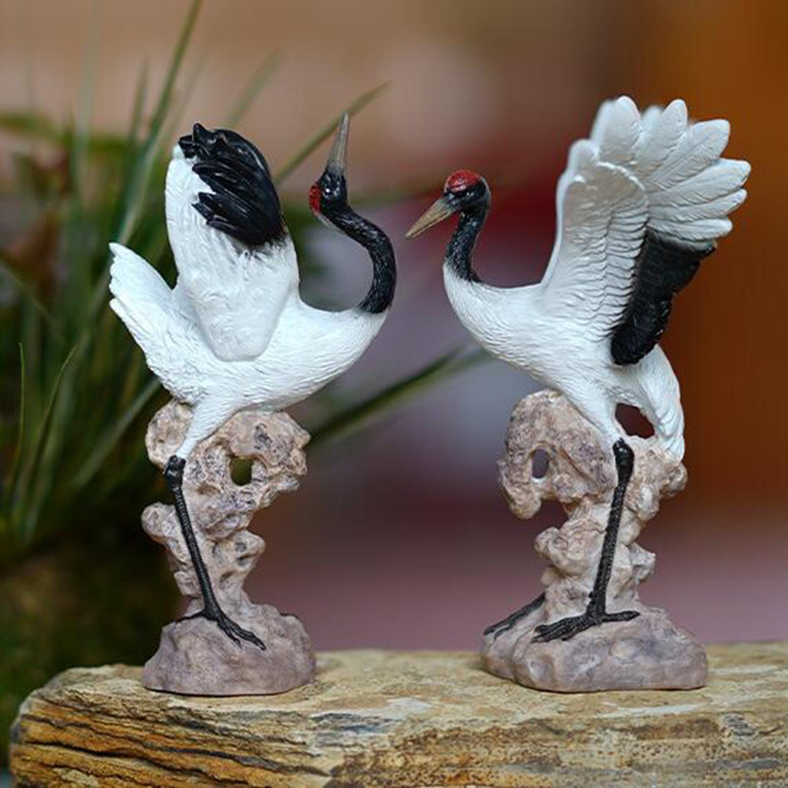 3Pcs Statues Crane Chic Gift Collectibles for Living Room Balcony Bonsai