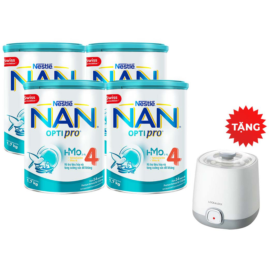 Combo 4 lon NAN OPTIPRO 4 1.7kg + Tặng Máy làm sữa chua