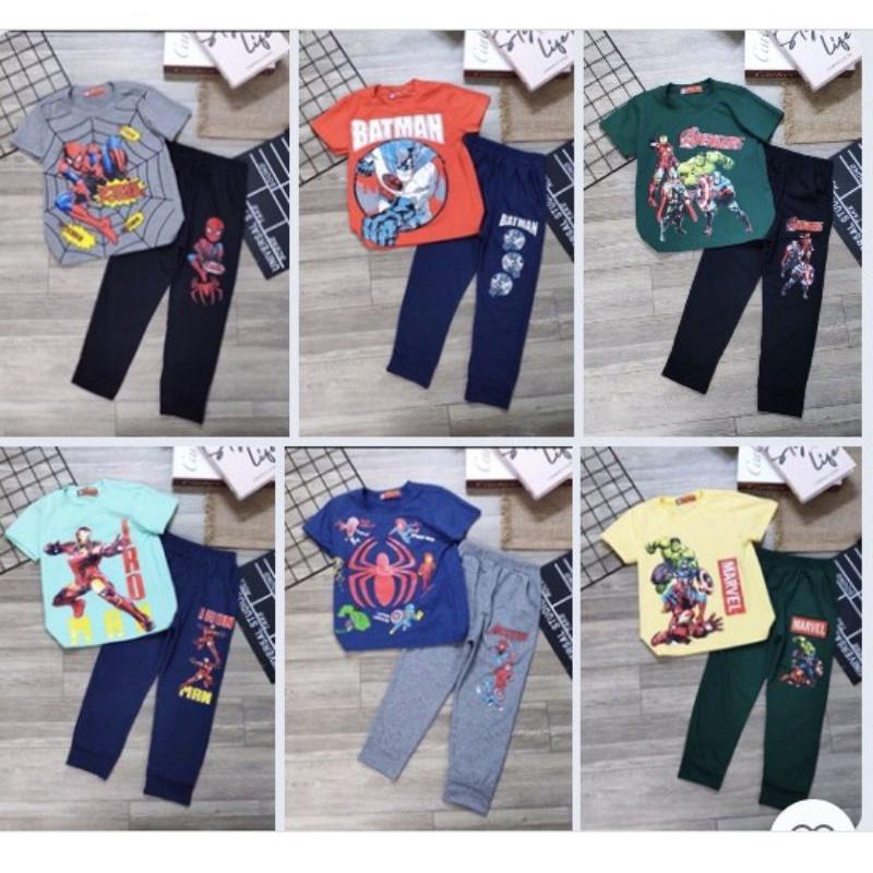 Bộ tay ngắn quần dài cho bé cotton 4 chiều chính phẩm khủng long siêu nhân Monkey Kids Pikakids