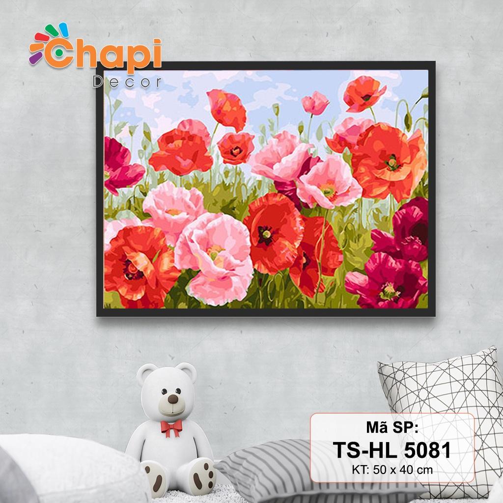 Tranh tô màu số hóa Chapi, Tranh số hóa Hoa Tuyển Chọn KT 40x50cm đã căng khung, Có dầu bóng