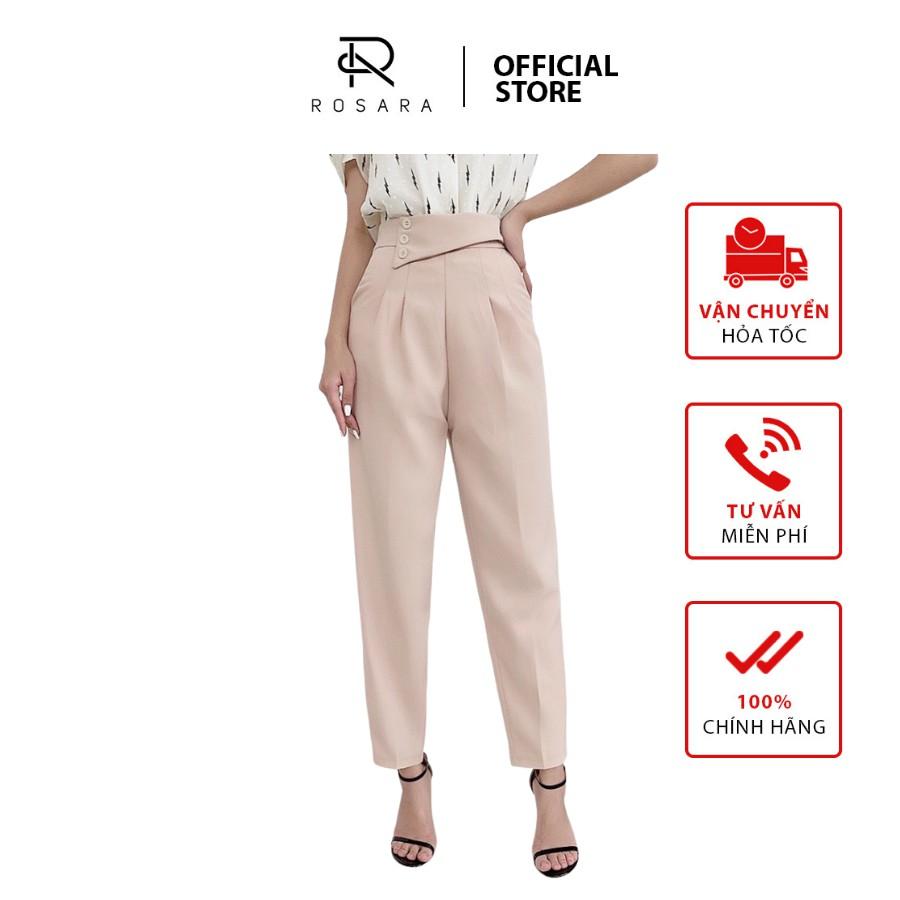 Quần baggy kiểu thời trang nữ 3 cúc 2 màu basic công sở Rosara SP109