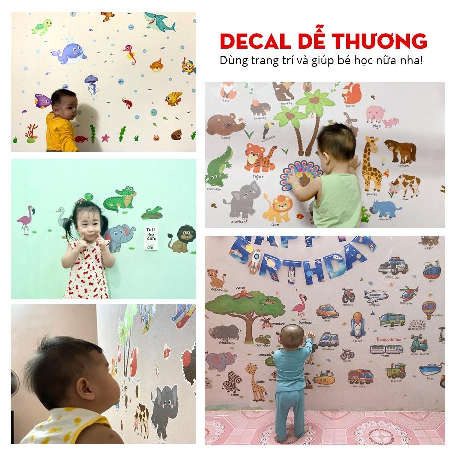 Giấy dán tường phòng ngủ decal dán tường cho bé decor trang trí dễ thương mầm non chỗ vui chơi - Xưởng decor 0301