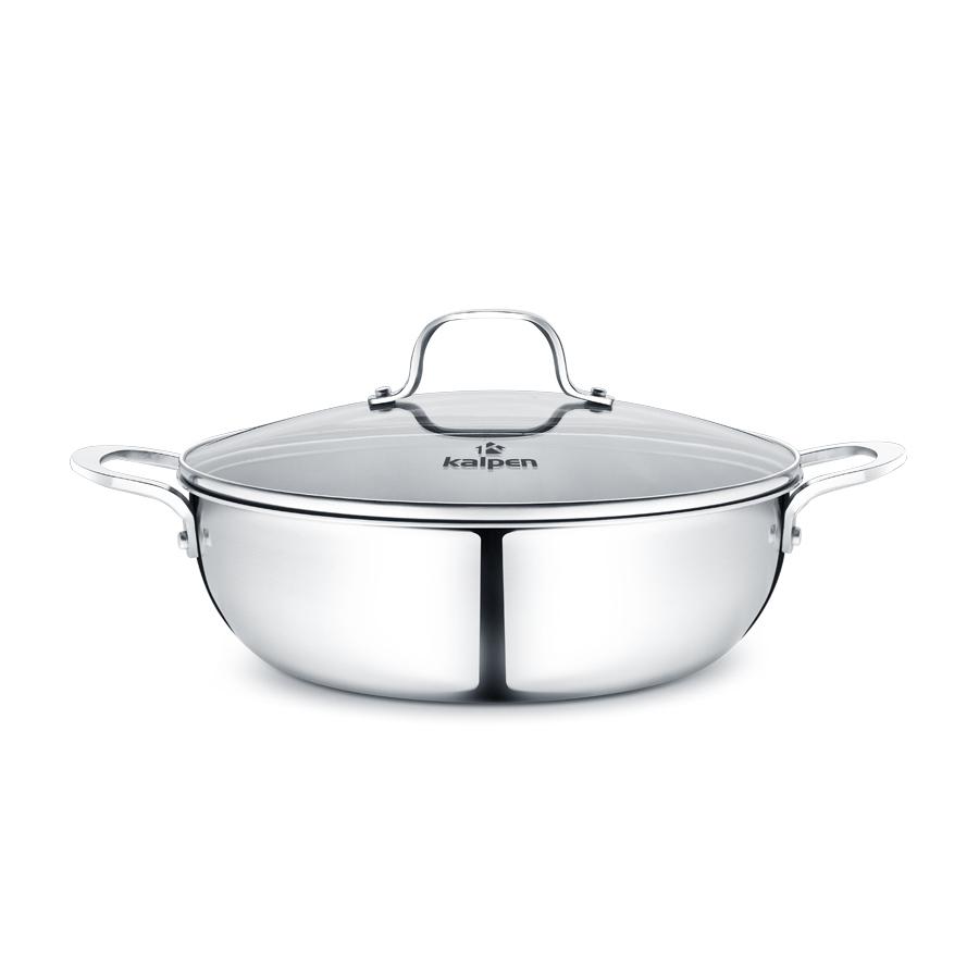 Chảo Lẩu INOX 304 Cao Cấp 3 Lớp Đúc Liền Nguyên Khối KP-8530 Size 30cm Hàng Chính Hãng KALPEN-GIA DỤNG ĐỨC