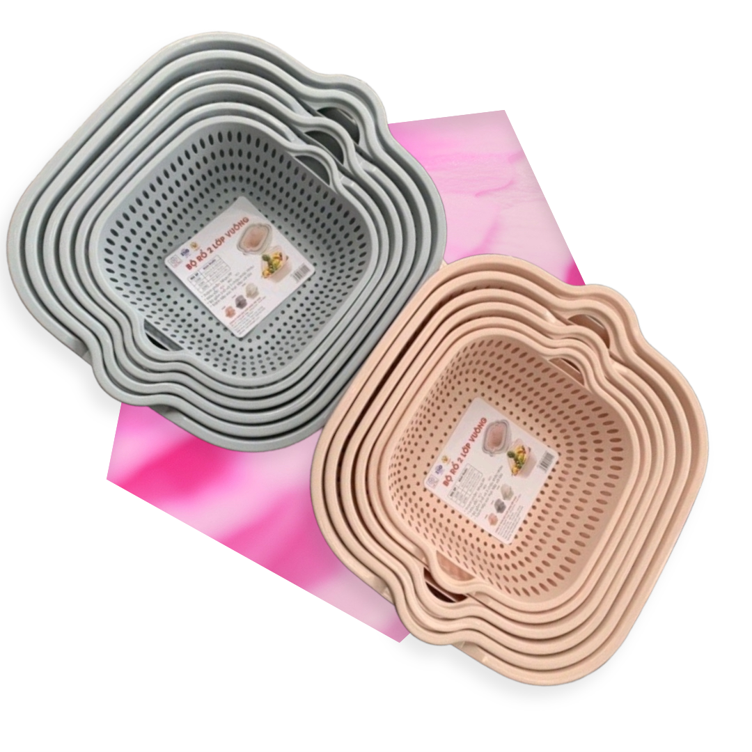SET 3 BỘ THAU CHẬU RỔ NHỰA VIỆT NHẬT GỒM 3 RỔ 3 THAU CHẬU
