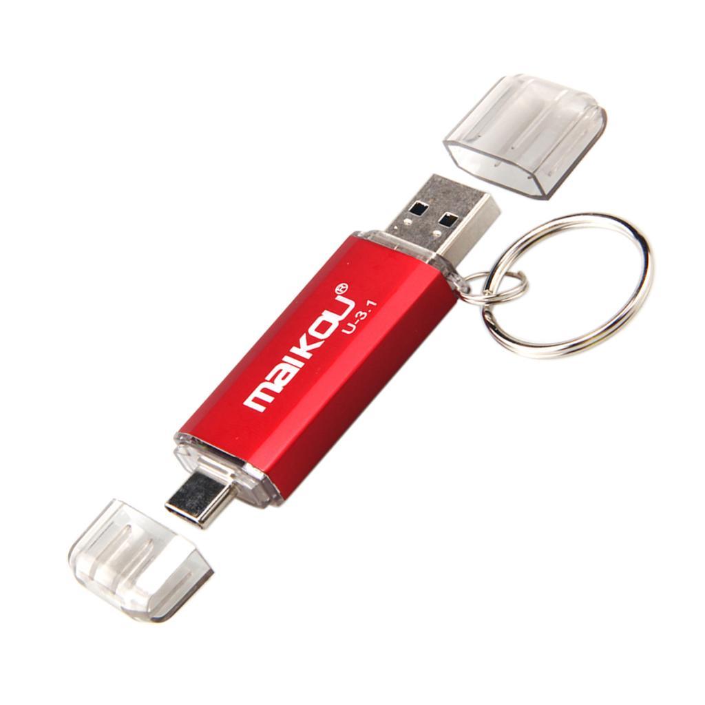 2 in 1 USB 3.0+ Type C OTG Flash Drive Memory Stick 256GB Storage red