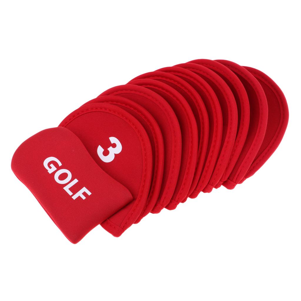 10pcs Neoprene Golf Iron Head Covers+1 Pcs Golf Putter Headcovers Set Red