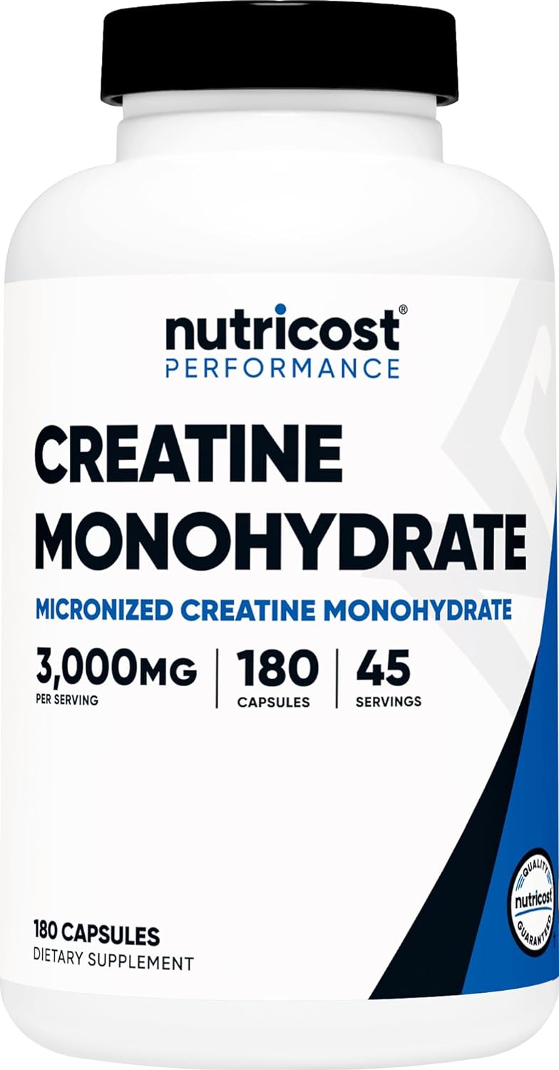 Nutricost Creatine (3000mg - 180 viên) Monohydrate Micronized nhập khẩu Mỹ - Hỗ Trợ Tăng Năng Lượng và Sức Mạnh