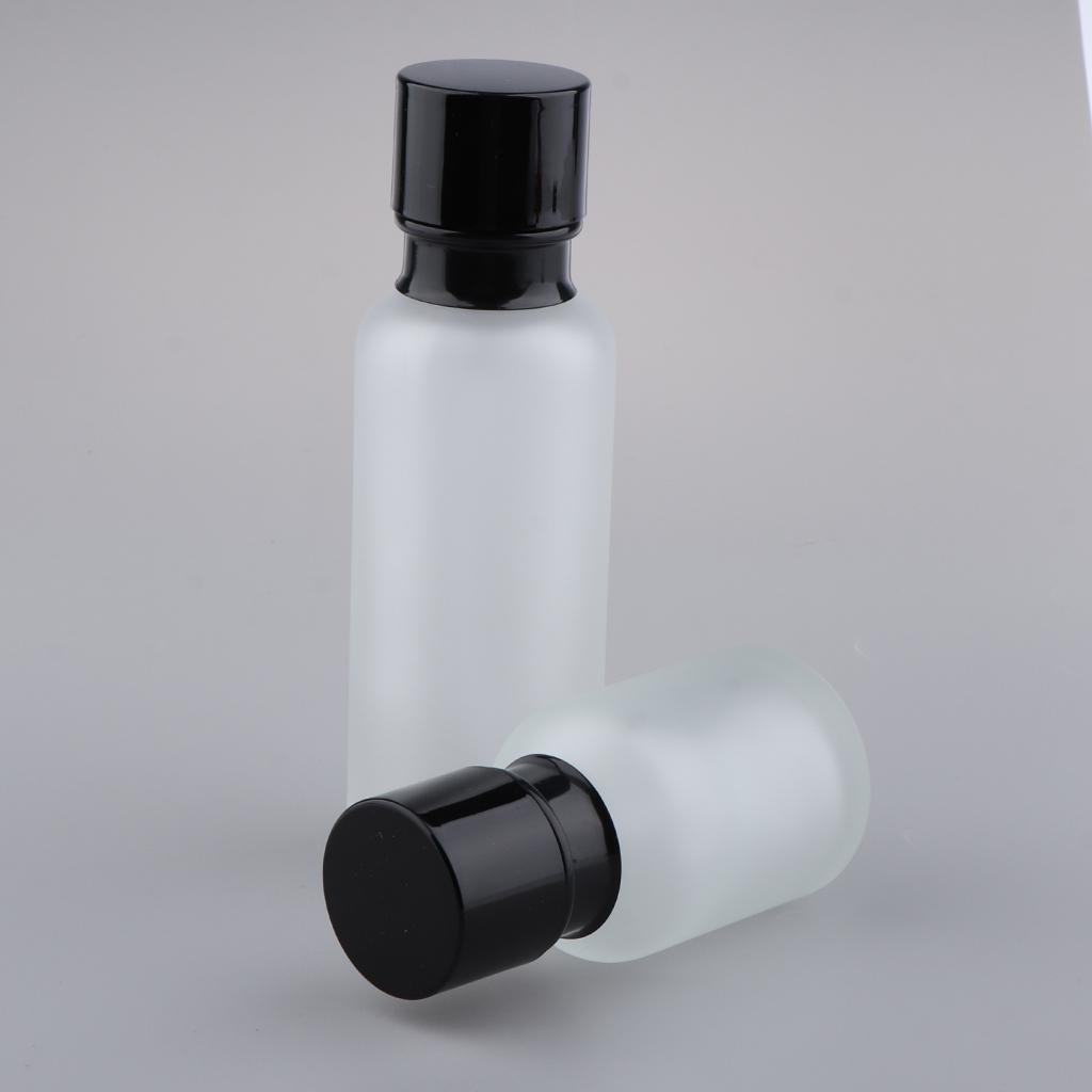 2x Empty Glass Makeup Container Lotion Cream Jar Pump Bottle Case for Travel