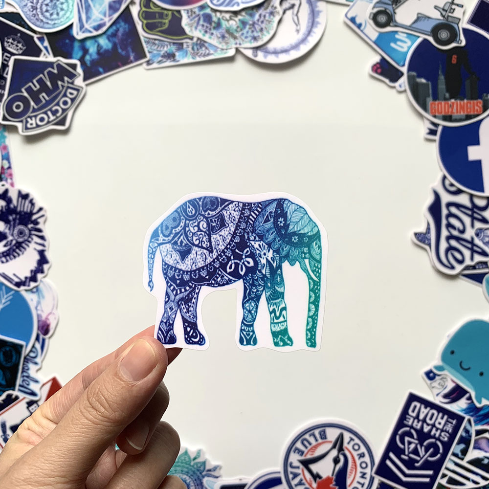 Bộ 50 Sticker Blue Hình Dán Decal Chất Lượng Cao Chống Nước Chủ Đề Màu Xanh Dương