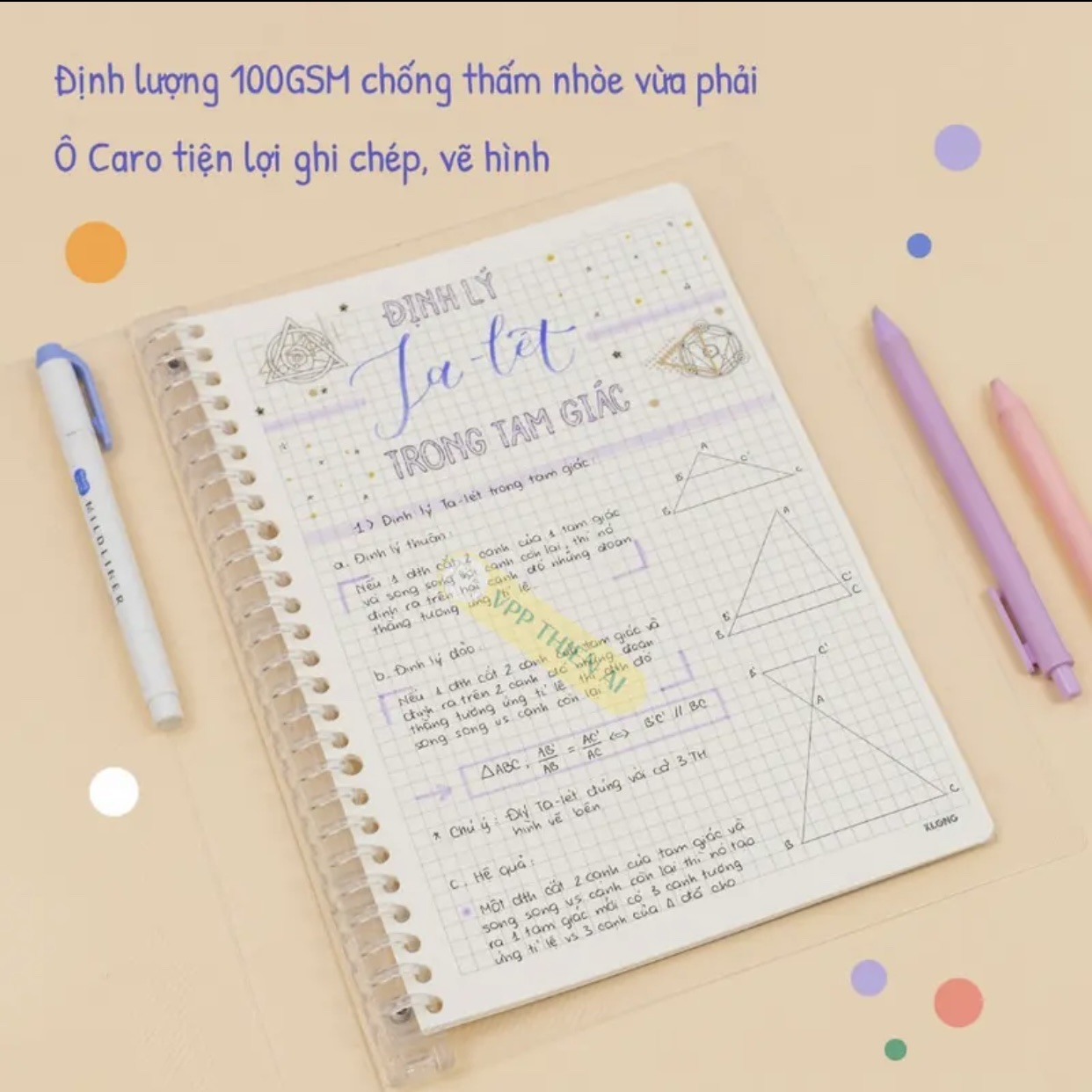 Sổ còng sắt 26 chấu Caro B5 80 tờ 120/76 Klong - VPP Thiên Ái