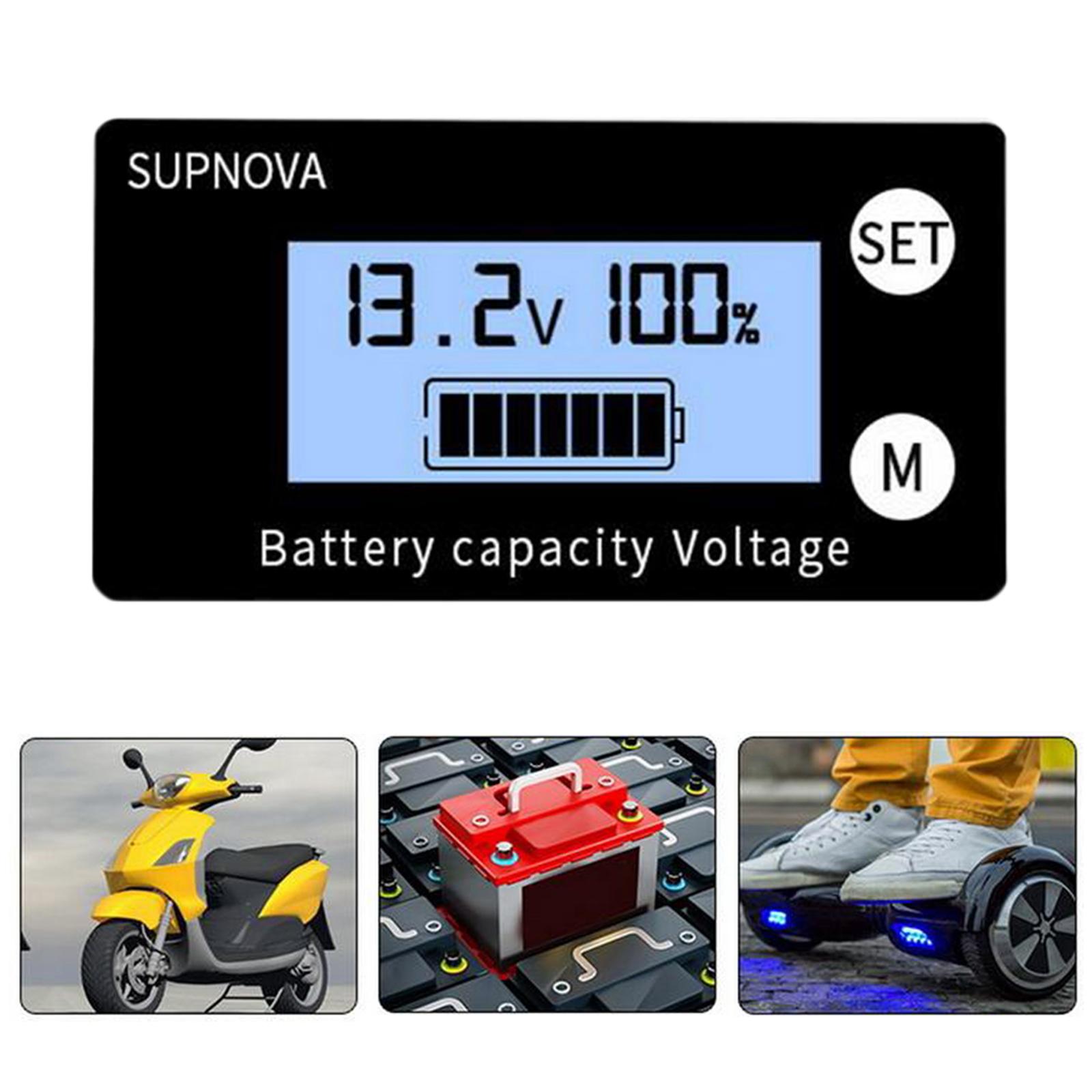 LCD Battery Capacity Monitor Gauge Meter,DC 8V-100V Lead Battery Status Indicator,Lithium Battery Capacity Tester Voltage Meter Monitor