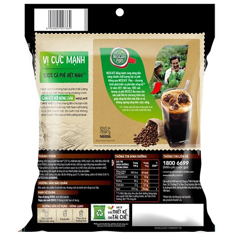 [Tặng Bộ 4 hộp nhựa Inochi 750ml &amp; 1,000 ml NESCAFE] Cà phê hòa tan NESCAFÉ Café Việt - CÀ PHÊ ĐEN ARABICA &amp; ROBUSTA - COMBO 2 Bịch x 35 gói