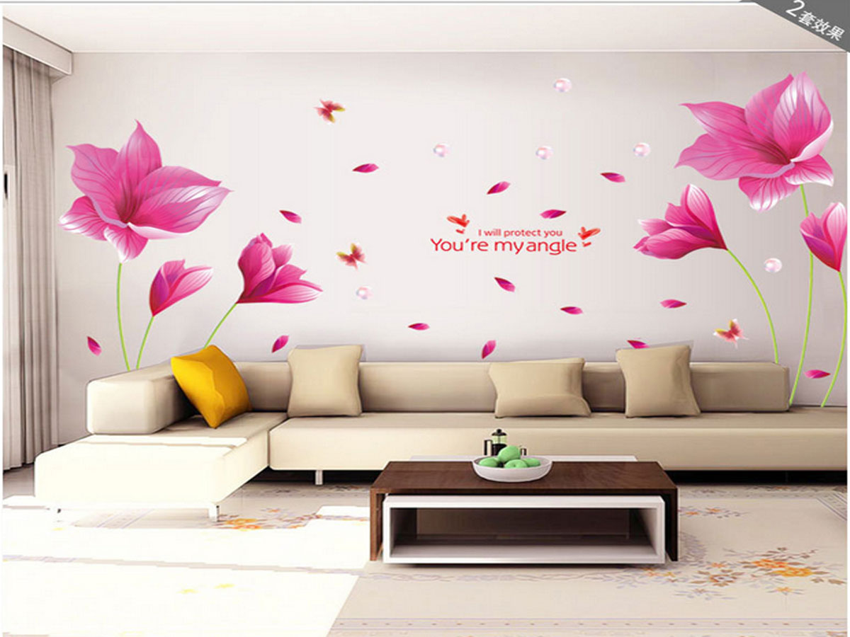 Decal dán tường hoa ly hồng ay9277