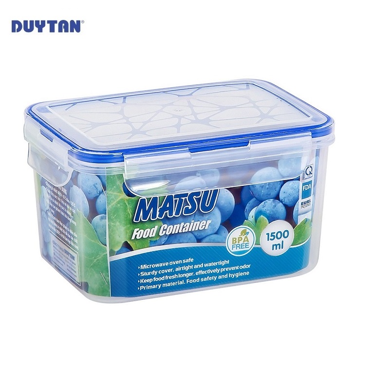 Hộp đựng thực phẩm chữ nhật nhựa Duy Tân Matsu 1500ml (18.5 x 13.5 x 10.5 cm) - 03208 - Hàng chính hãng