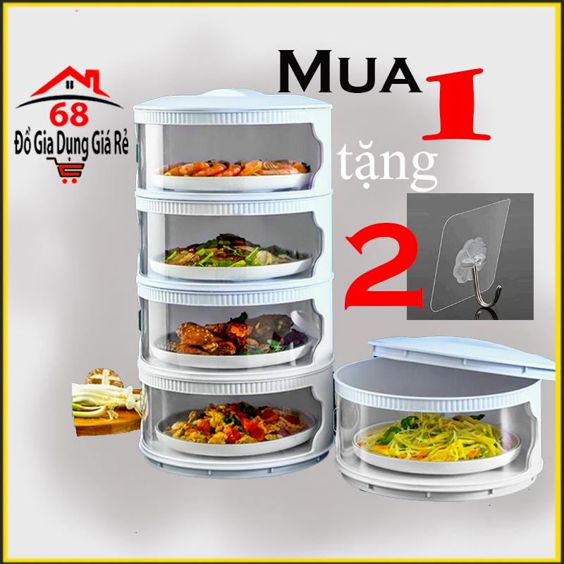 Lồng bàn 5 tầng giữ nhiệt đậy thức ăn thông minh chống ruồi muỗi bụi bặm tặng móc dính tường