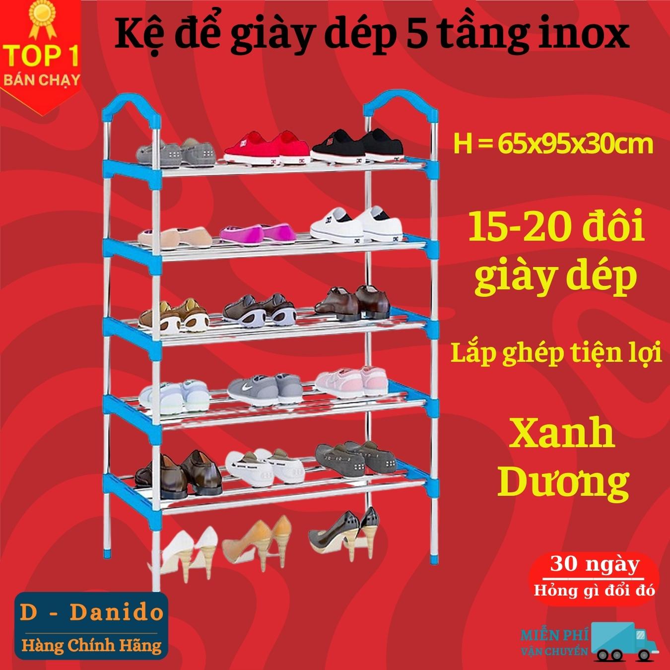 Kệ để giày dép 05 tầng hợp kim nhôm - Giá để giày dép 05 tầng - Kệ để đồ, kệ sách loại gấp gọn cao cấp D Danido