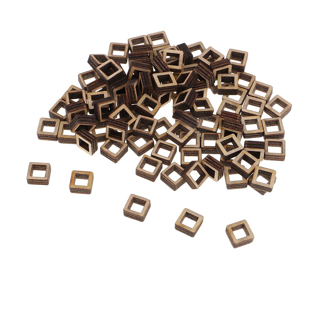 Unfinished Wood Hollow Square Wooden Pieces for Woodcraft Model Making Craft DIY Christmas Wooden Ornament