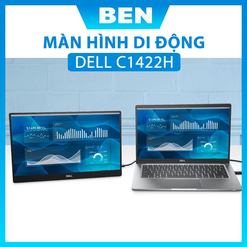 Màn hình di động Dell C1422H/ 14inch FHD/ IPS/ 60Hz/ USB-C/ LED  - Hàng chính hãng