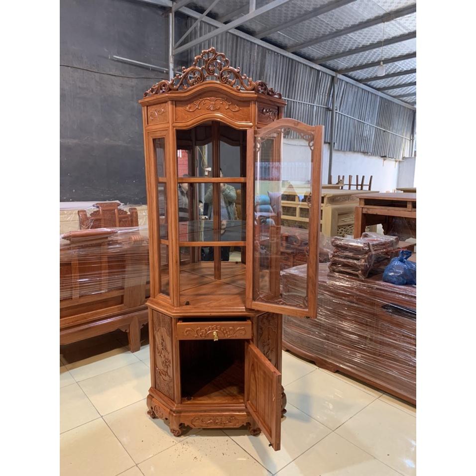 Tủ góc trang trí gỗ hương cao cấp