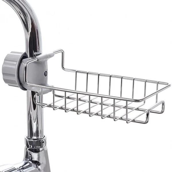 Giá inox cài cạnh vòi rửa bát, giá treo vòi rửa bát, giá để đồ cài cạnh vòi rửa bát, giá để giẻ rửa bát cạnh vòi nước