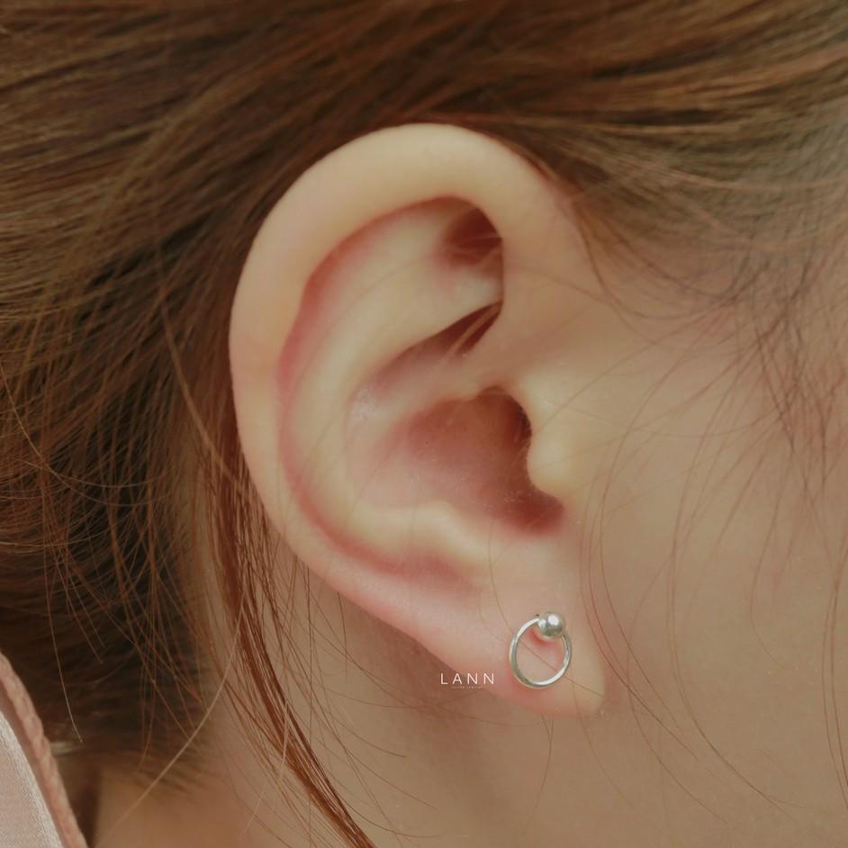 Khuyên bạc đường tròn 1 bi chạy S925 LANN