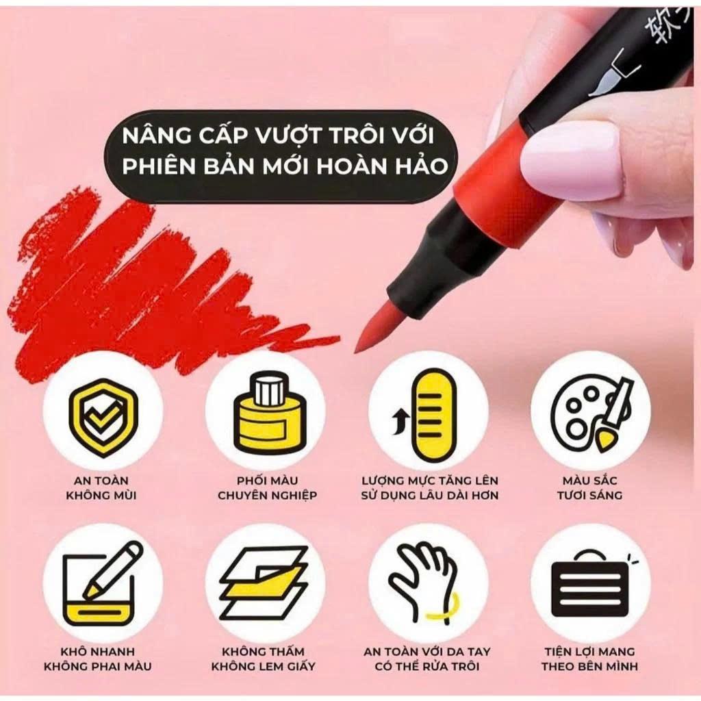 Bộ Bút Sơn Màu Acrylic Marker 120 Màu Hộp Nhựa Vẽ Được Trên Mọi Chất Liệu, Xô 120 màu