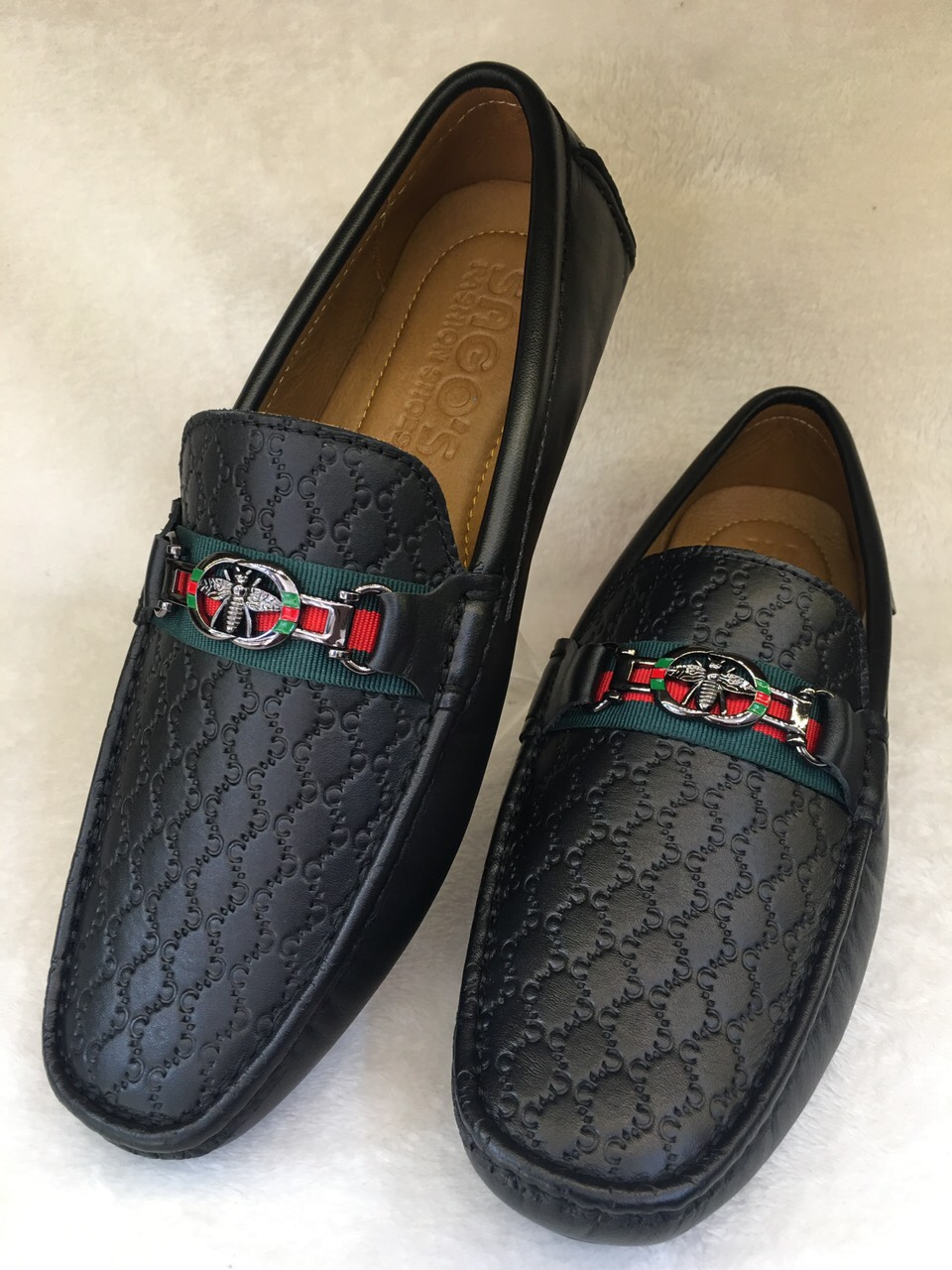 Giày mọi nam giày lười da nam mau đen mềm êm chân Giày SAGO’S -M017