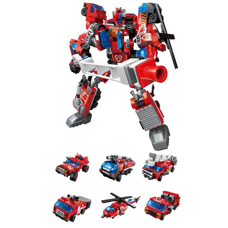 Bộ xếp hình đồ chơi lắp ráp mô hình siêu nhân robot từ xe oto đỏ