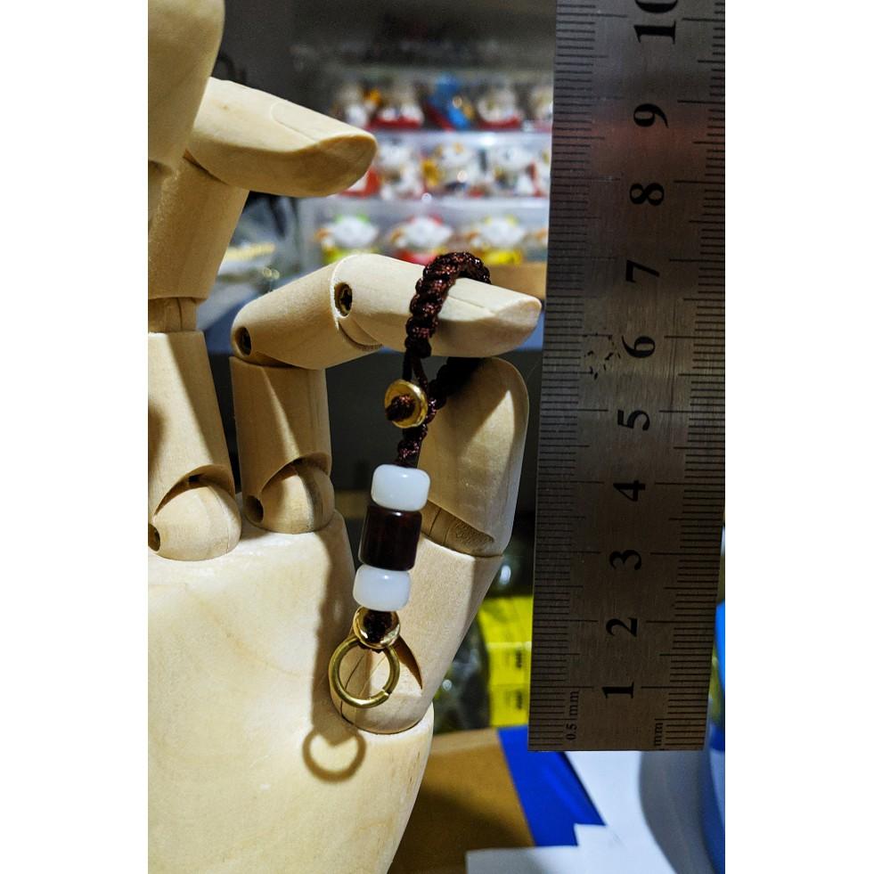 Chuyên Charm * Dây thừng tết móc chìa khóa, charm gắn sẵn hạt bồ đề, ngọc trắng, gỗ mun vân mây đẹp, độc, hợp lý