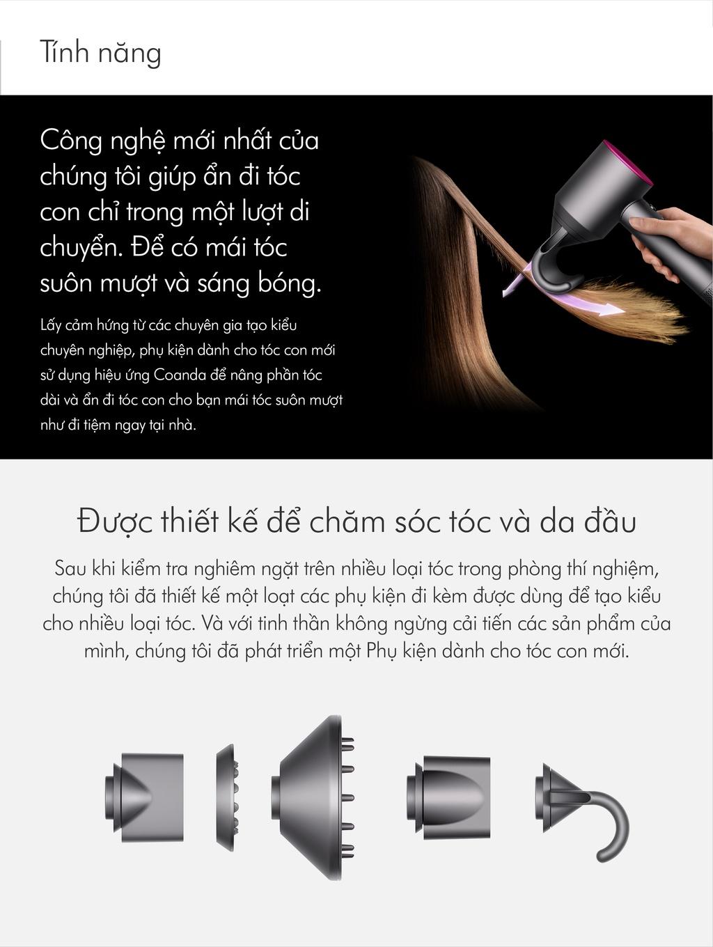 Máy Sấy Tóc Dyson Supersonic HD08, Hair Dryer HD08 (Nickel/Copper), Nhiều Đầu Giúp Tóc Xoăn Nhẹ, Bồng Bềnh, Nhập Hàn