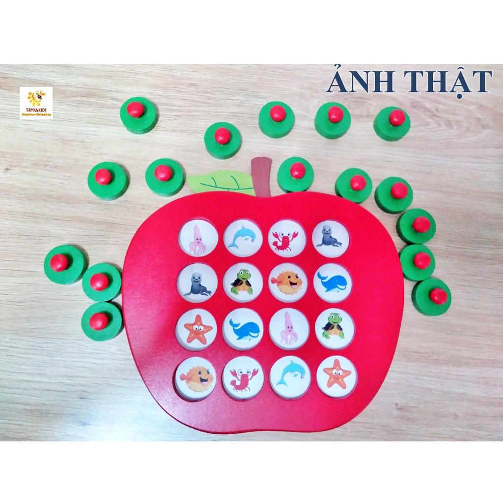 Đồ Chơi Rèn Luyện Trí Nhớ - Game Lật Hình Táo Đỏ Bằng Gỗ Tamankids Gồm 10 Chủ Đề Cho Bé Rèn Luyện Trí Nhớ