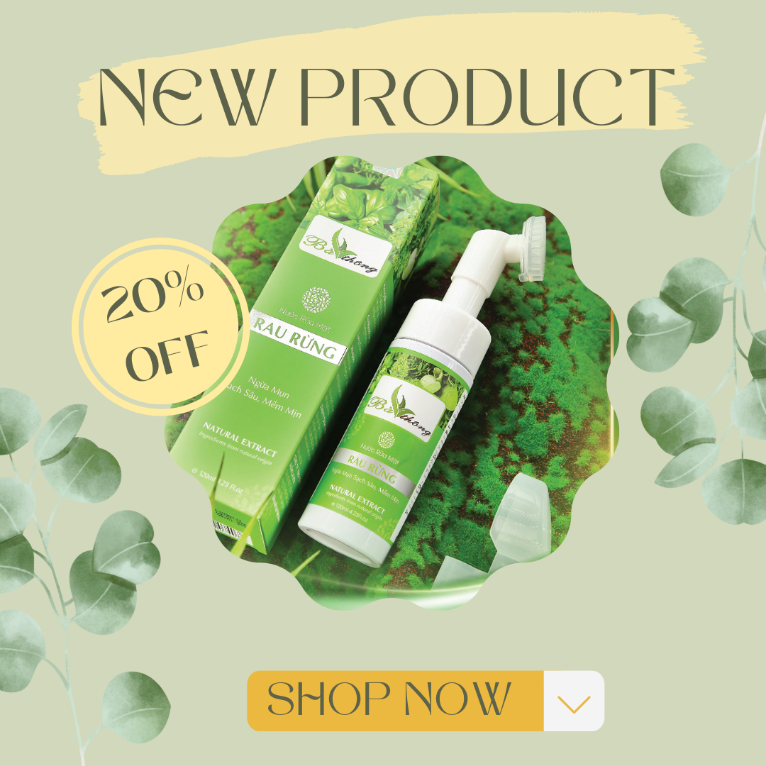 Sữa rửa mặt cho da mụn, da dầu mụn Rau rừng Bà Thông thiên nhiên 120ml đầu cọ mềm