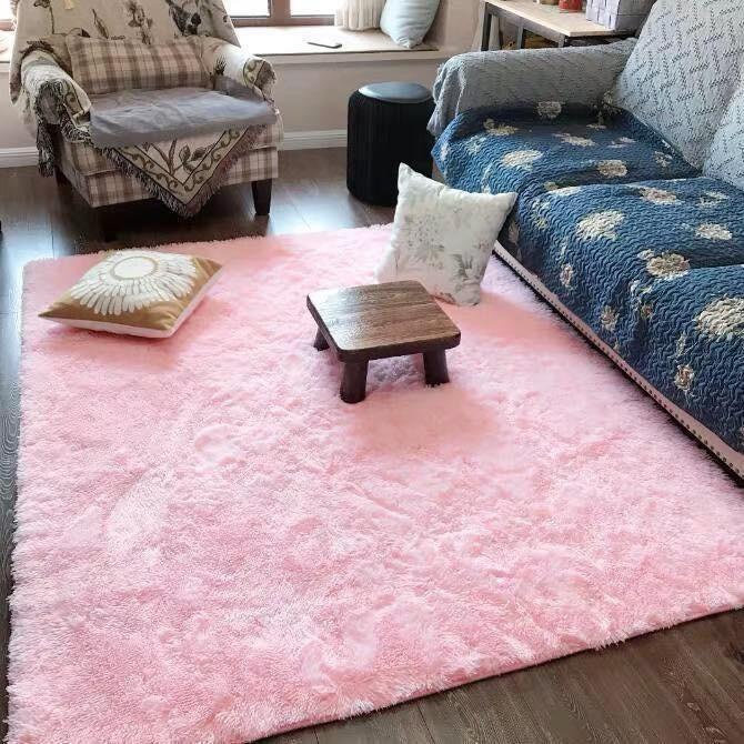 Thảm Lông Xù Màu Hồng Nhạt | 100x160cm | Thảm Trang Trí Phòng Khách - Phòng Ngủ - Thảm Trải Sofa - Thảm Dành Cho Bé