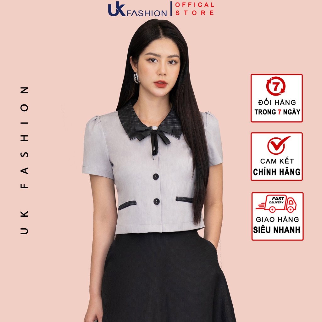 Áo Sơ Mi Nữ UK Fashion Thiết Kế Cổ Sen Đính Nơ Cúc Bọc Vải Hàn Cao Cấp Mềm Mịn Không Nhăn Nữ Tính NKSM2201016