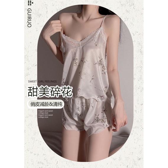 Bộ Lụa Mặc Nhà 2 Dây ️Đồ Ngủ Pijama Lụa Cao Cấp Siêu Mát Mềm Mịn - ELSA