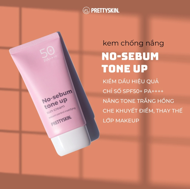 Kem Chống Nắng Pretty Skin Nâng Tone Kiềm Dầu No-Sebum Tone Up 70ml SPF 50+ PA++++ Kiềm dầu, nâng tone, che khuyết điểm