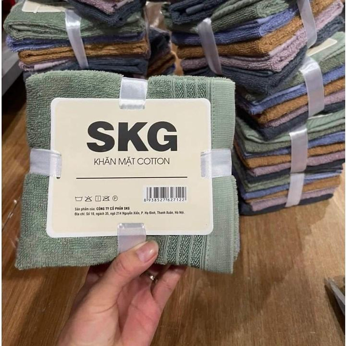 Khăn mặt chất liệu cotton SKG thấm hút tốt